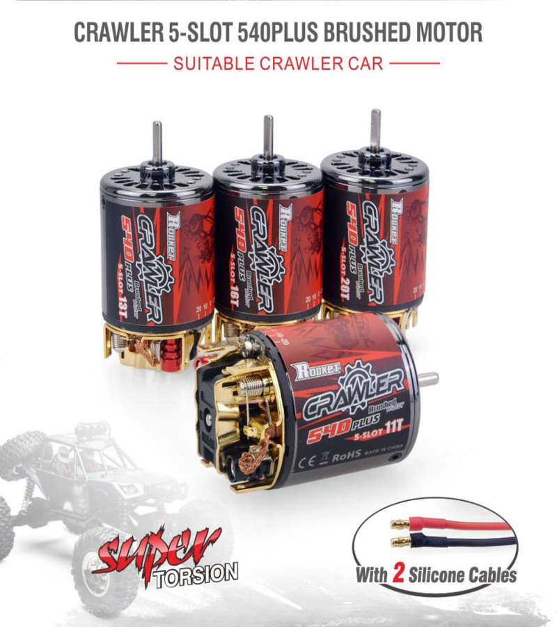 Roket Plus Brushed Motor T T T T -Slot W/A ESC untuk Axial  WLTOYS /0 RC Clawler Mobil